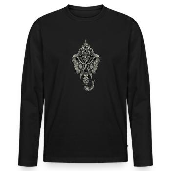Ganesha I Hinduism Buddhism Motif for - Men's Premium Organic Long Sleeve Shirt - black - Front - Nico (187cm)