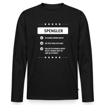 Spengler I Installateur Blech Handwerker Motiv für - Männer Premium Bio Langarmshirt - Schwarz - Vorne - Nico (187cm)