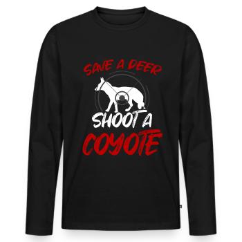 Coyote Coyote Hunting Gift - Men's Premium Organic Long Sleeve Shirt - black - Front - Nico (187cm)