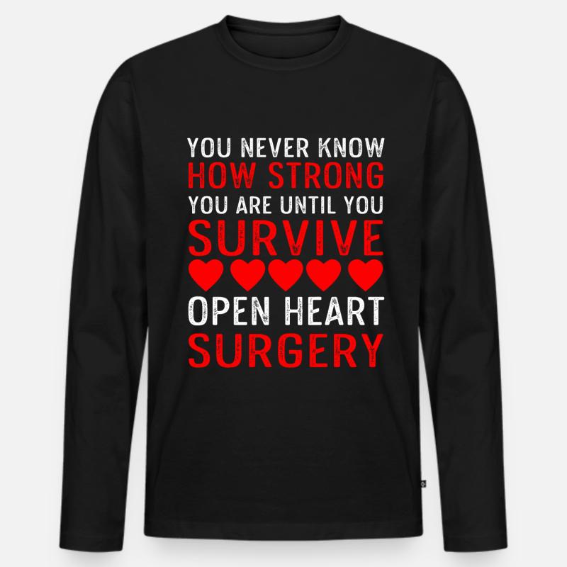 Operation Am Offen Herzen Geschenk - Männer Premium Bio Langarmshirt - Schwarz