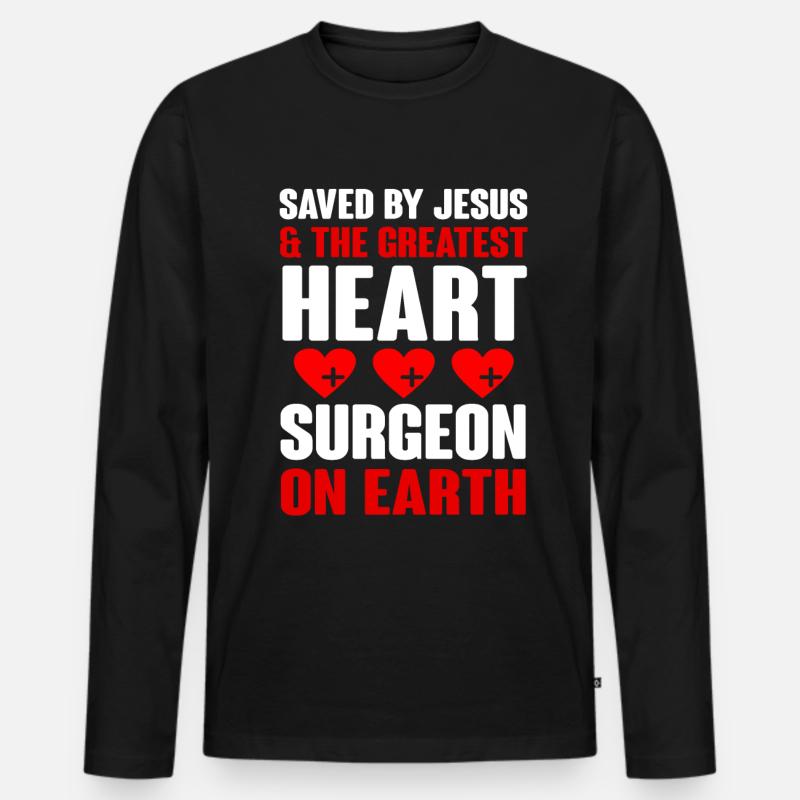 Operation Am Offen Herzen Geschenk - Männer Premium Bio Langarmshirt - Schwarz
