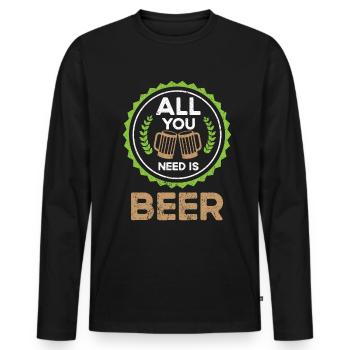 Beer Beer Drinker Beer Can Beer Bottle - Men's Premium Organic Long Sleeve Shirt - black - Front - Nico (187cm)