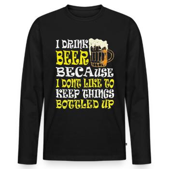 Beer Beer Drinker Beer Can Beer Bottle - Men's Premium Organic Long Sleeve Shirt - black - Front - Nico (187cm)