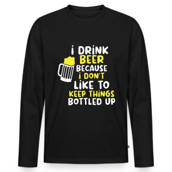Beer Beer Drinker Beer Can Beer Bottle - Men's Premium Organic Long Sleeve Shirt - black - Front - Nico (187cm)