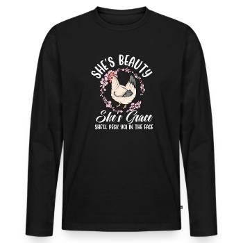 Sie ist Schönheit, sie ist Anmut, sie wird dir ins - Männer Premium Bio Langarmshirt - Schwarz - Vorne - Nico (187cm)