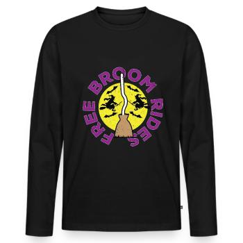Halloween broom riding broom witch - Men's Premium Organic Long Sleeve Shirt - black - Front - Nico (187cm)