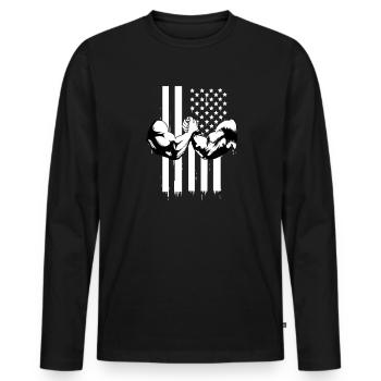 Arm wrestling tree felling weight training Armwrestling - Men's Premium Organic Long Sleeve Shirt - black - Front - Nico (187cm)