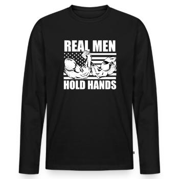 Arm wrestling tree felling weight training Armwrestling - Men's Premium Organic Long Sleeve Shirt - black - Front - Nico (187cm)