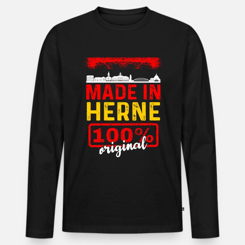 Herne - Männer Premium Bio Langarmshirt - Schwarz