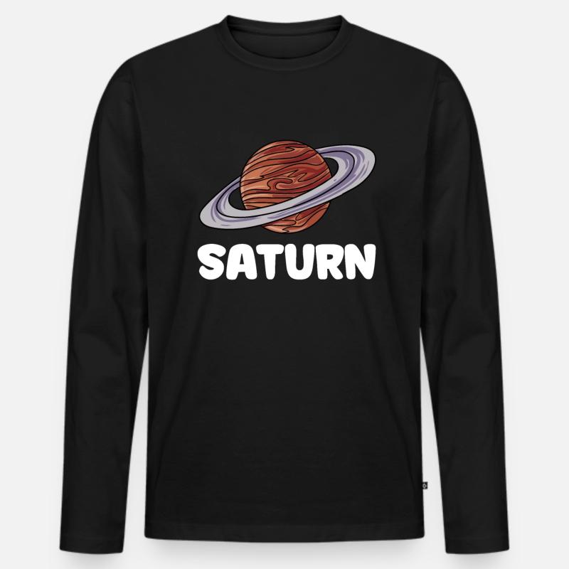 Saturn - Männer Premium Bio Langarmshirt - Schwarz