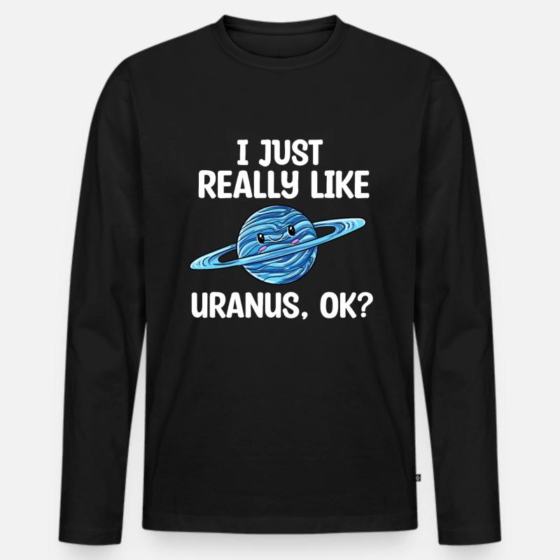 Uranus - Männer Premium Bio Langarmshirt - Schwarz