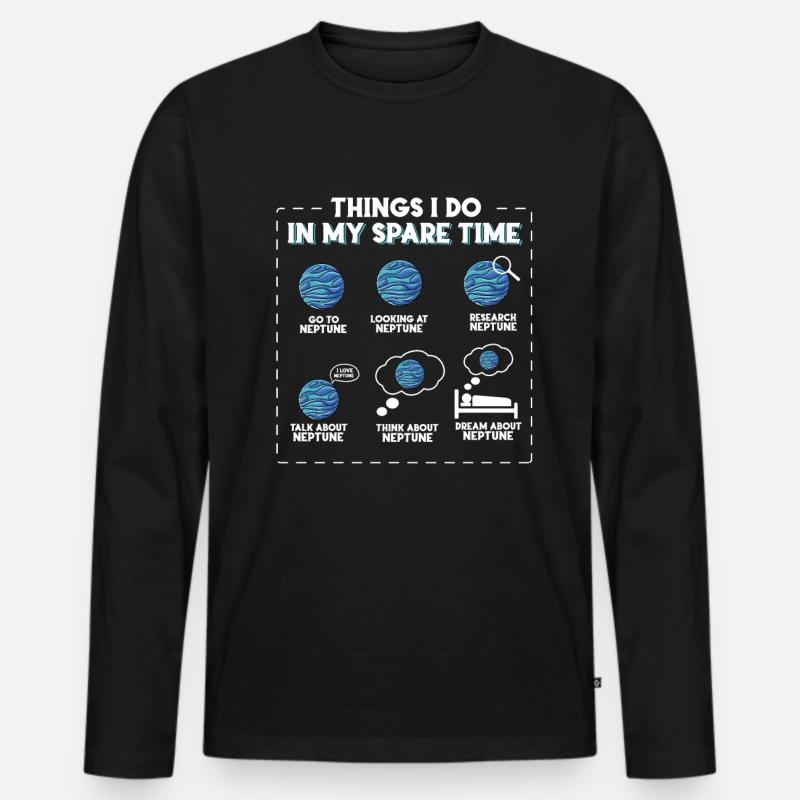 Neptun - Männer Premium Bio Langarmshirt - Schwarz