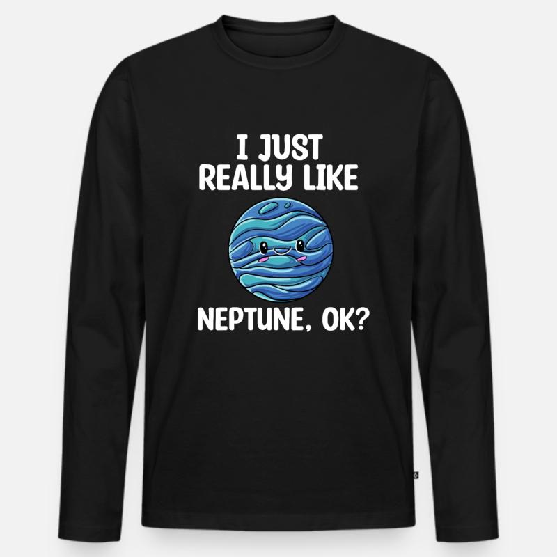 Neptun - Männer Premium Bio Langarmshirt - Schwarz
