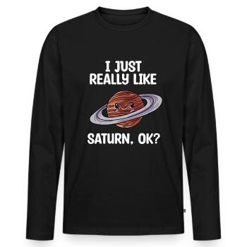 Saturne - T-shirt manches longues Premium bio Homme - noir - Devant - Nico (187cm)