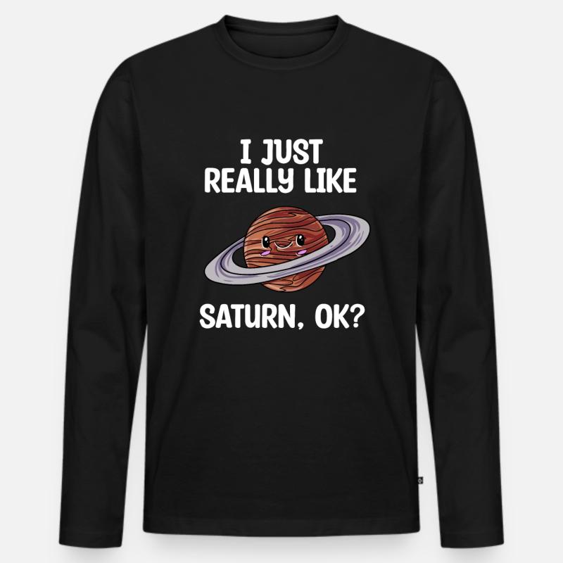Saturn - Männer Premium Bio Langarmshirt - Schwarz