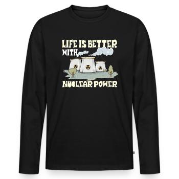 Atomkraftwerk Nuklear Energie Erneuerbare Energie - Männer Premium Bio Langarmshirt - Schwarz - Vorne - Nico (187cm)