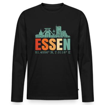 Essen - Männer Premium Bio Langarmshirt - Schwarz - Vorne - Nico (187cm)