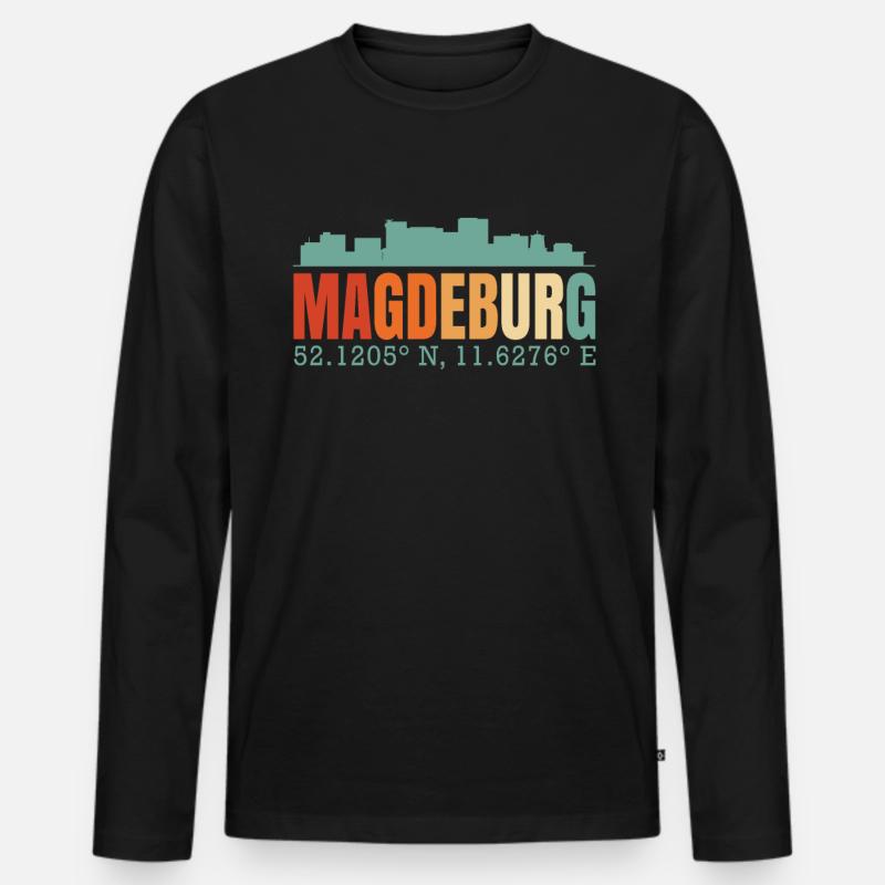 Magdeburg - Männer Premium Bio Langarmshirt - Schwarz