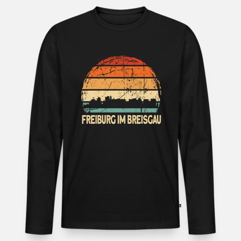 Freiburg - Männer Premium Bio Langarmshirt - Schwarz