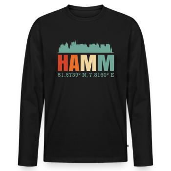 Hamm - Männer Premium Bio Langarmshirt - Schwarz - Vorne - Nico (187cm)