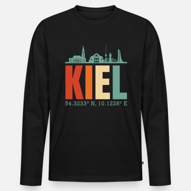 Kiel - Männer Premium Bio Langarmshirt - Schwarz