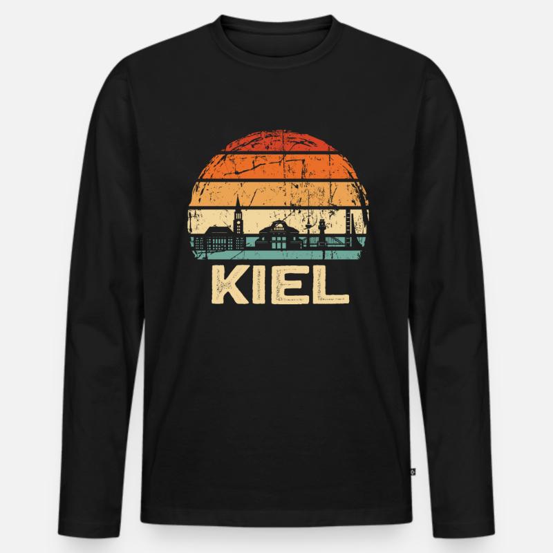 Kiel - Männer Premium Bio Langarmshirt - Schwarz
