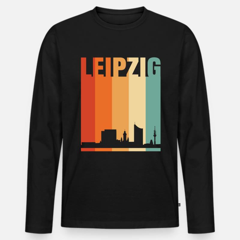 Leipzig - Männer Premium Bio Langarmshirt - Schwarz
