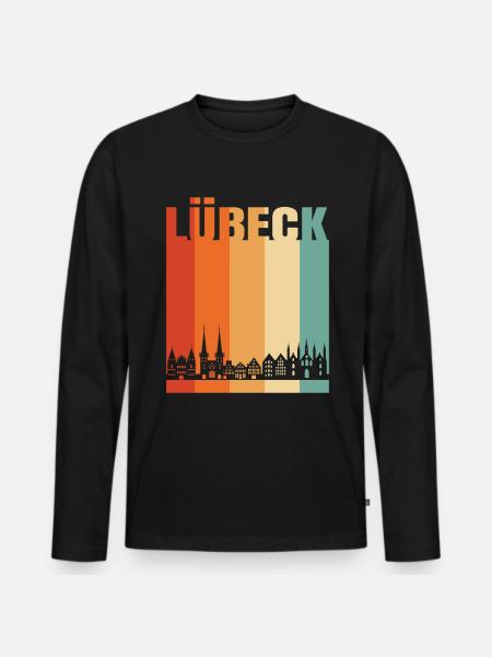 Lübeck - Männer Premium Bio Langarmshirt - Schwarz