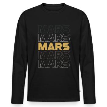 Mars - Men's Premium Organic Long Sleeve Shirt - black - Front - Nico (187cm)