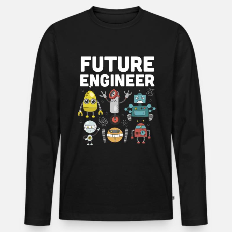 Roboter - Männer Premium Bio Langarmshirt - Schwarz