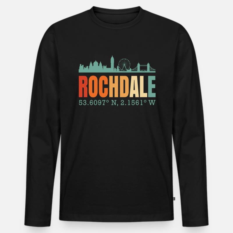 Rochdale - Männer Premium Bio Langarmshirt - Schwarz