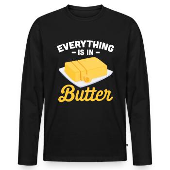 Everything Is In Butter - Männer Premium Bio Langarmshirt - Schwarz - Vorne - Nico (187cm)