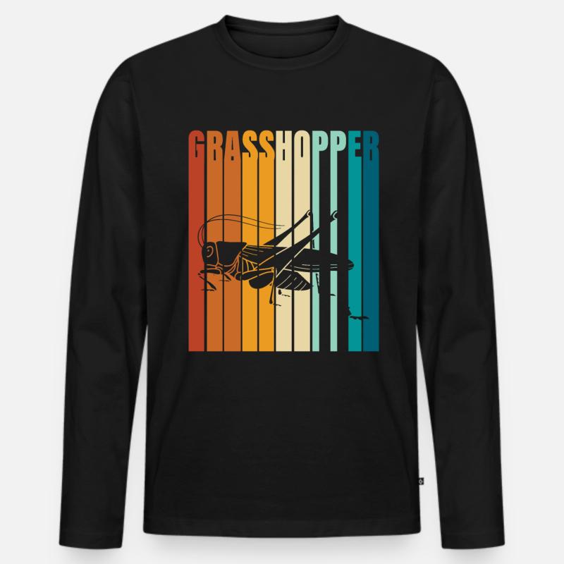 Grashüpfer - Männer Premium Bio Langarmshirt - Schwarz