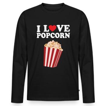 Popcorn - Männer Premium Bio Langarmshirt - Schwarz - Vorne - Nico (187cm)