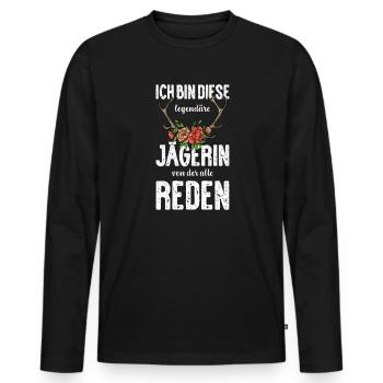 Jägerin I Jagd jagen Motiv zum bestandenen - Männer Premium Bio Langarmshirt - Schwarz - Vorne - Nico (187cm)