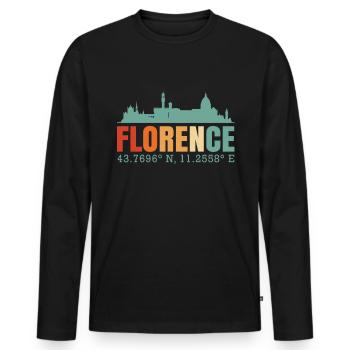 Florence - Men's Premium Organic Long Sleeve Shirt - black - Front - Nico (187cm)