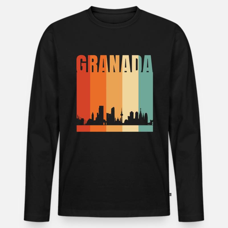 Granada - Männer Premium Bio Langarmshirt - Schwarz