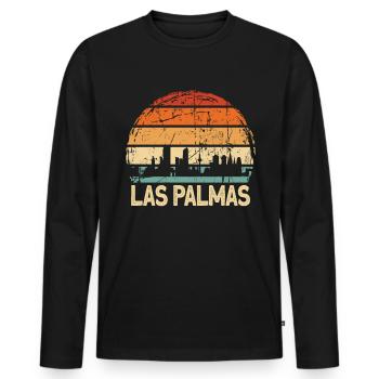Las Palmas - Männer Premium Bio Langarmshirt - Schwarz - Vorne - Nico (187cm)