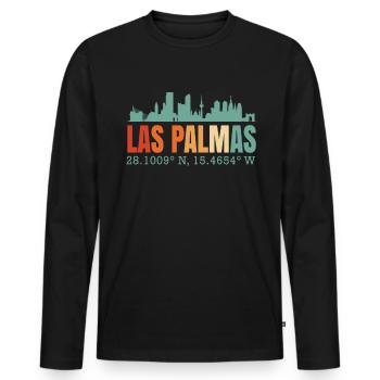 Las Palmas - Männer Premium Bio Langarmshirt - Schwarz - Vorne - Nico (187cm)