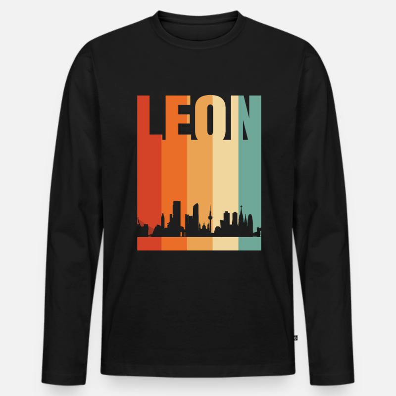 León - Männer Premium Bio Langarmshirt - Schwarz