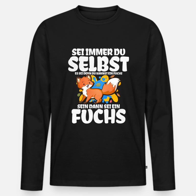 Fuchs Geschenk - Männer Premium Bio Langarmshirt - Schwarz