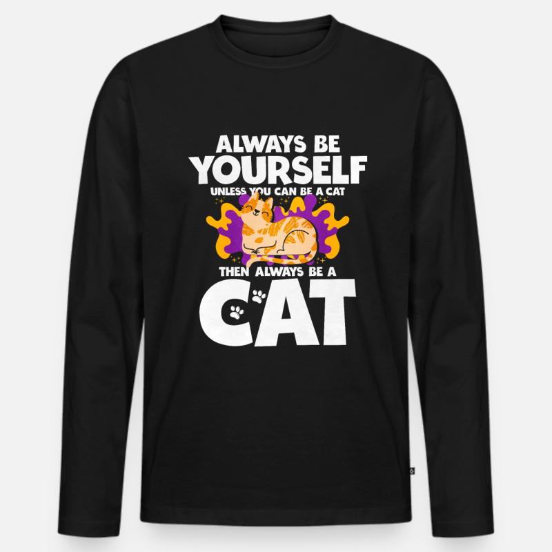 Katze - Männer Premium Bio Langarmshirt - Schwarz