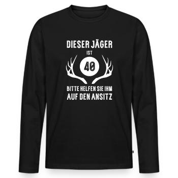 Jäger über 40 I Motiv für Jäger & Weidmann zum - Männer Premium Bio Langarmshirt - Schwarz - Vorne - Nico (187cm)