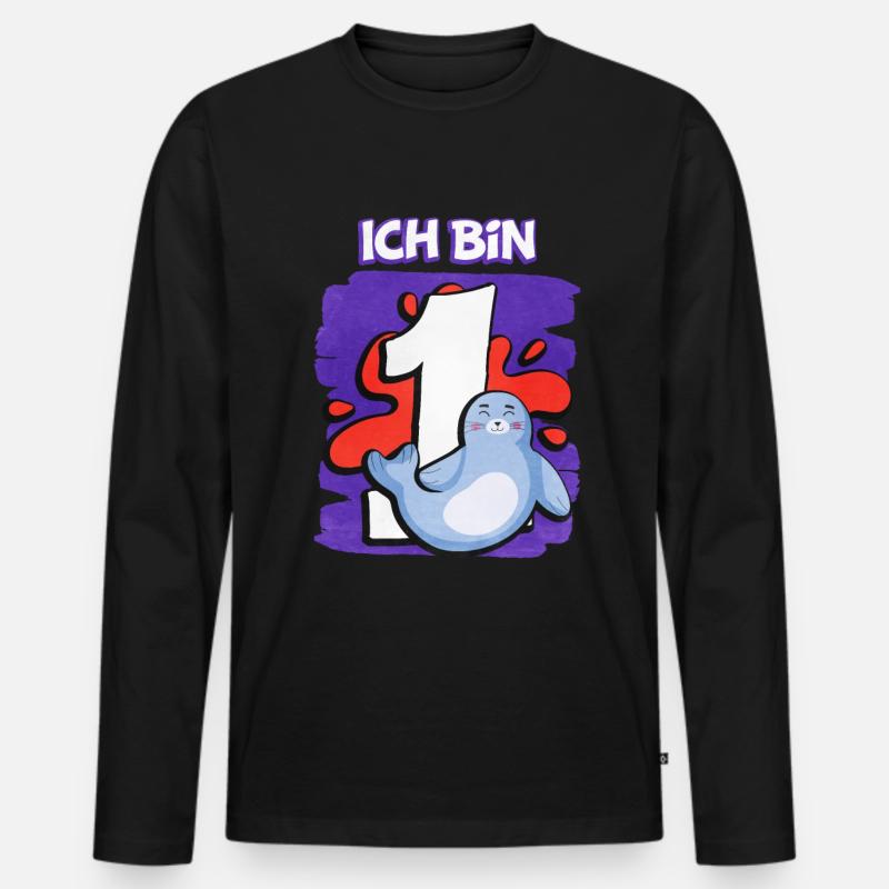 Ich Bin 1 Robbe - Männer Premium Bio Langarmshirt - Schwarz