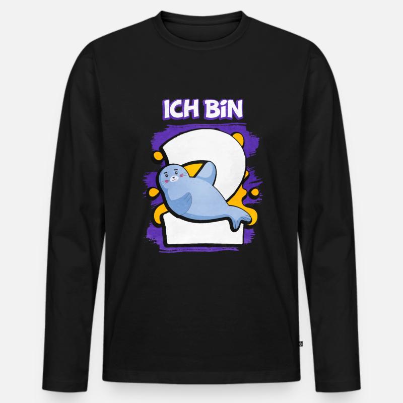 Ich Bin 2 Robbe - Männer Premium Bio Langarmshirt - Schwarz