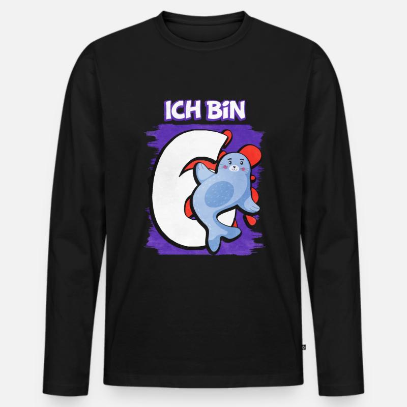 Ich Bin 6 Robbe - Männer Premium Bio Langarmshirt - Schwarz