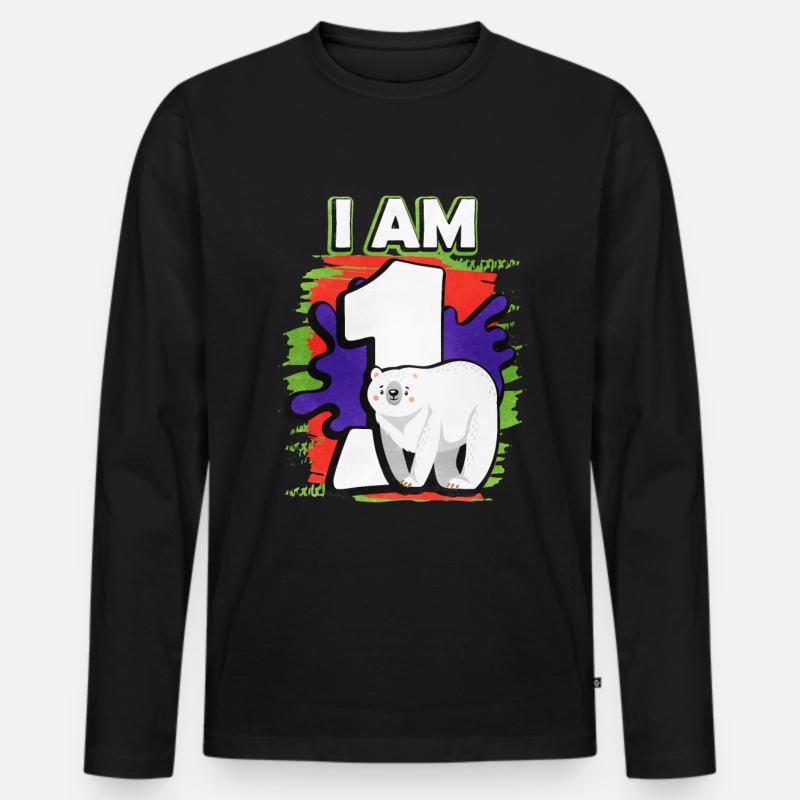 Ich Bin 1 Eisbär - Männer Premium Bio Langarmshirt - Schwarz