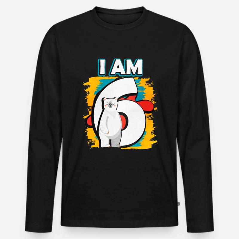 Ich Bin 6 Eisbär - Männer Premium Bio Langarmshirt - Schwarz