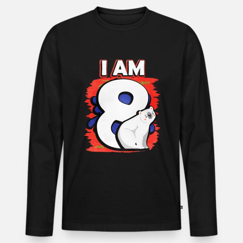 Ich Bin 8 Eisbär - Männer Premium Bio Langarmshirt - Schwarz