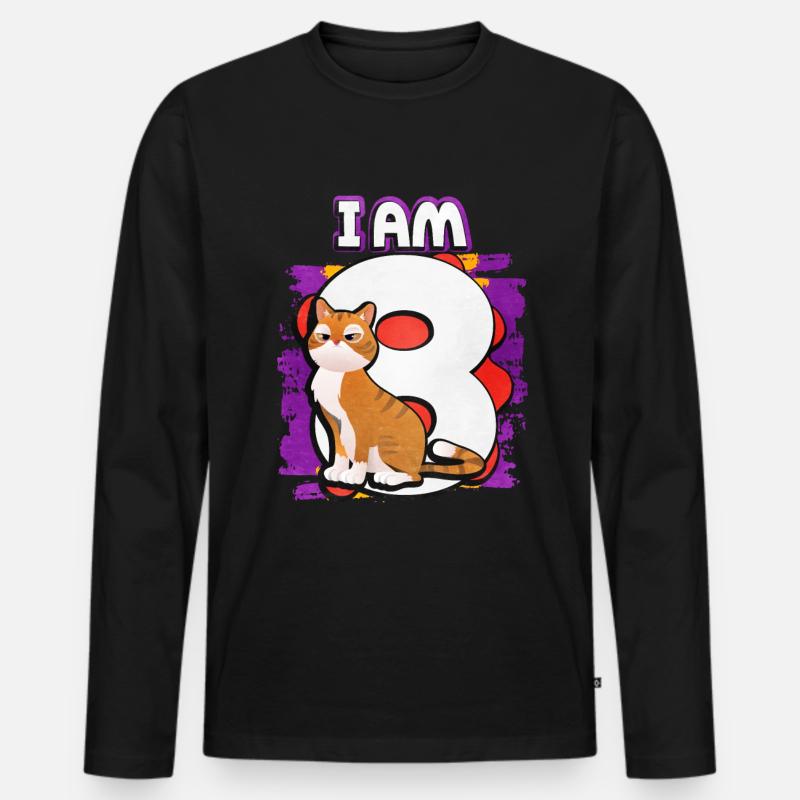 Ich Bin 8 Katze - Männer Premium Bio Langarmshirt - Schwarz